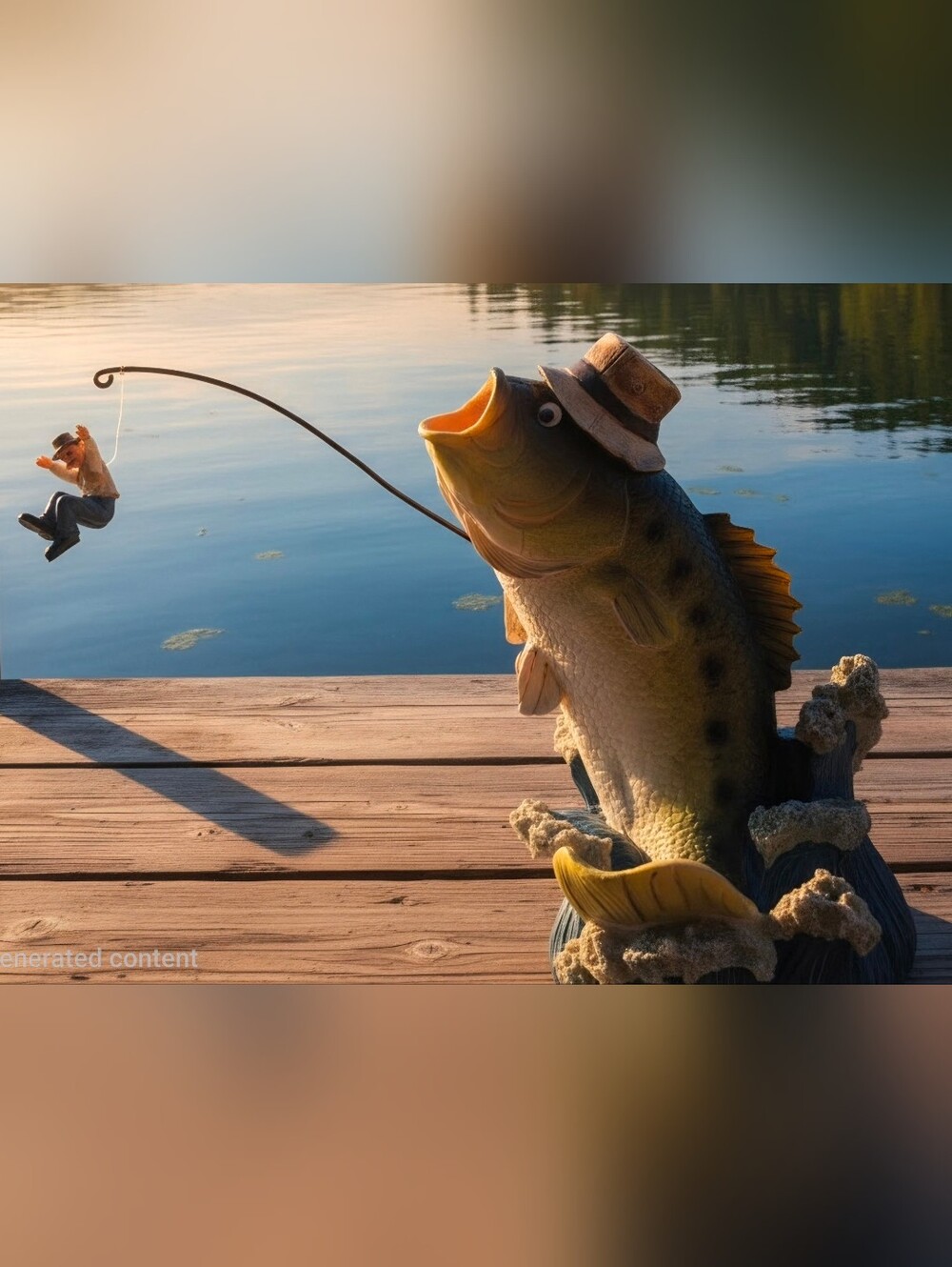 Vintage fun reverse fishing figure with fish hooking the fisher 6.5 Inches